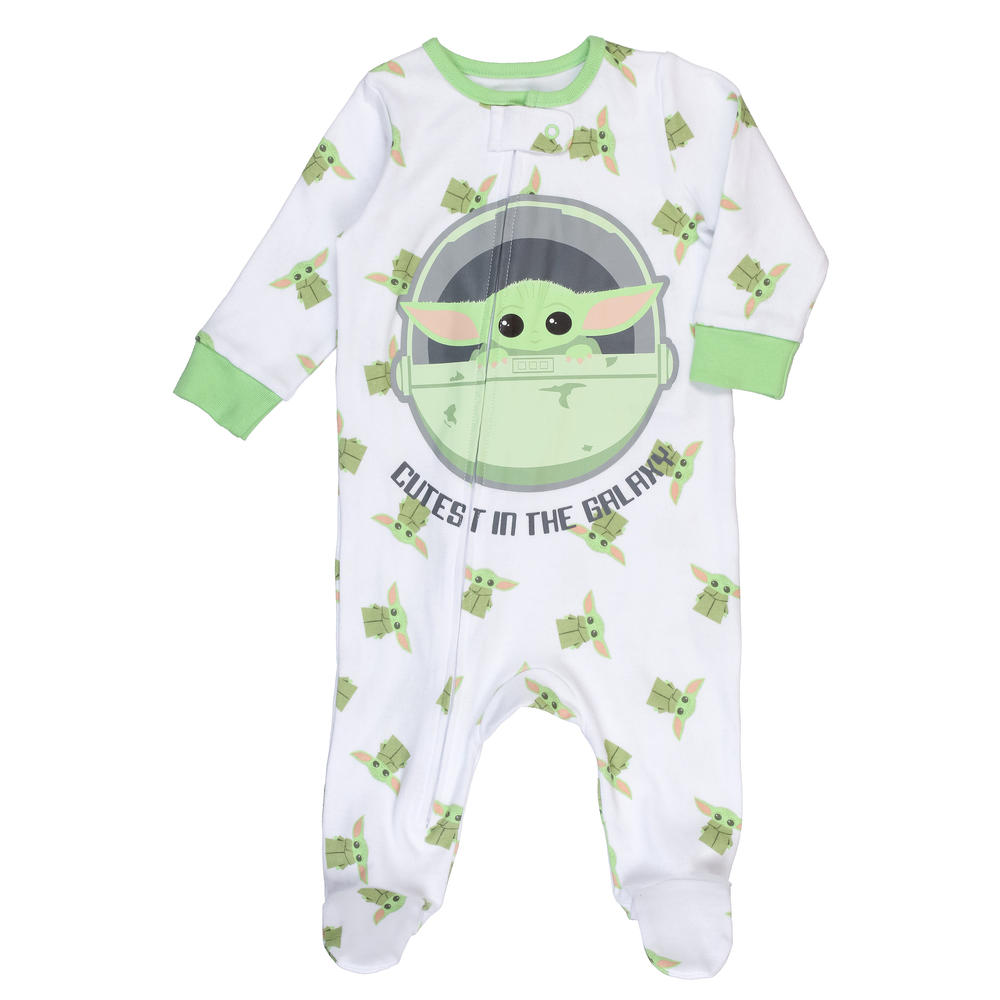 Seven Times Six Star Wars Toddler and Infant The Mandalorian Baby Yoda Cutest In The Galaxy Onesie Pajama Sleeper Outfit
