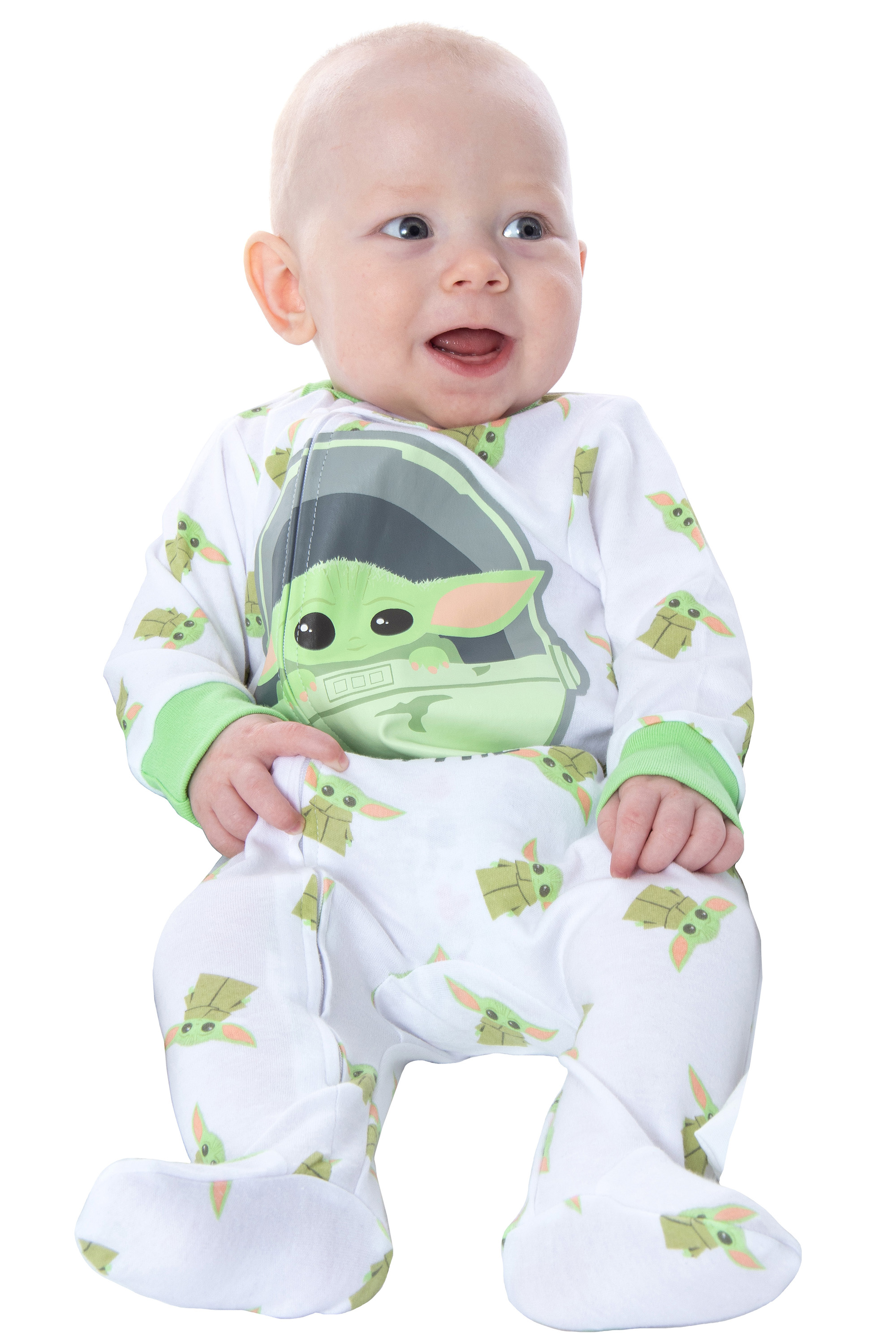 Seven Times Six Star Wars Toddler and Infant The Mandalorian Baby Yoda Cutest In The Galaxy Onesie Pajama Sleeper Outfit