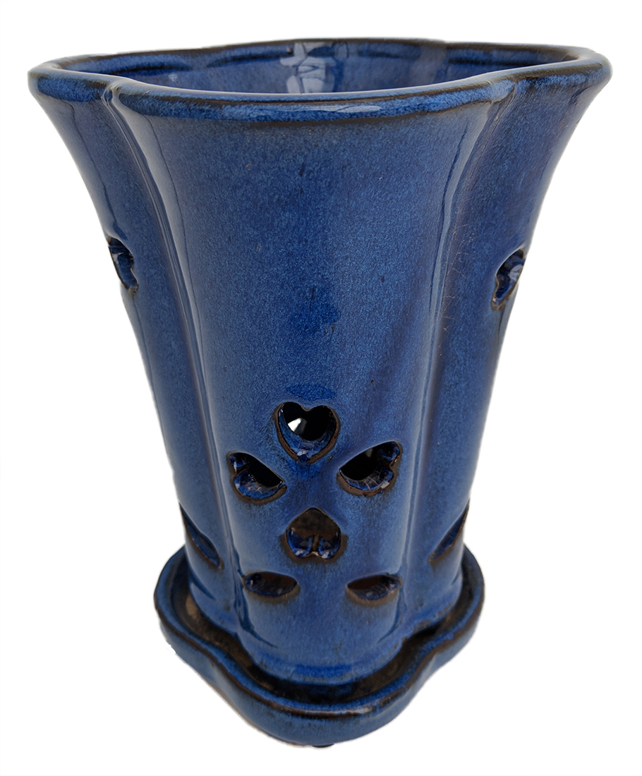 Hirt S Gardens Border14655bl High Style Ceramic Orchid Pot Saucer 6 1 8 X 8 Blue