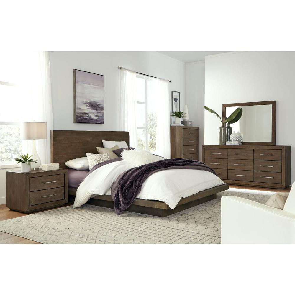 Modus Furniture Modus Melbourne 5 PC Cal King Panel Bedroom Set w 2 Nightstand in Dark Pine