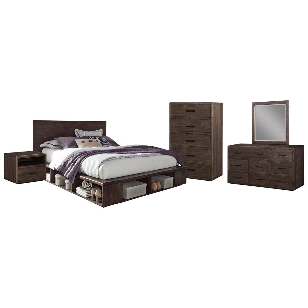Modus Furniture Modus McKinney 5PC Cal King Platform Bedroom Set w Chest in Espresso Pine
