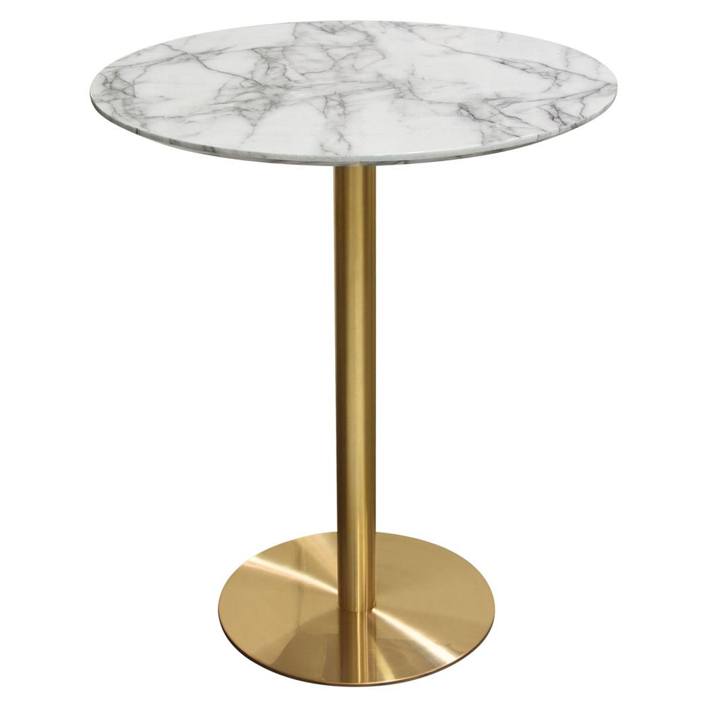 Diamond Sofa Stella Round Bar Height Table with Gold Metal Base in White