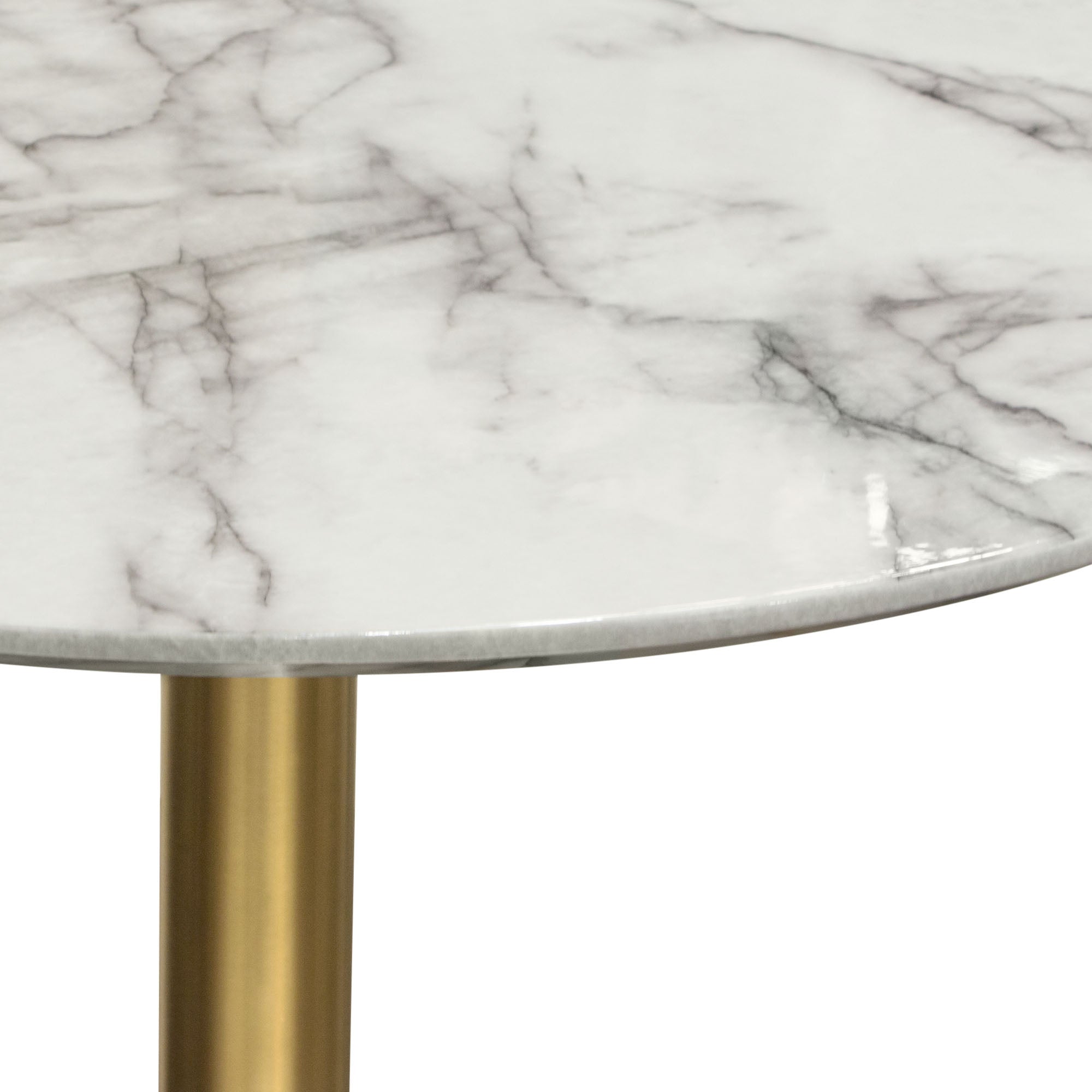 Diamond Sofa Stella Round Bar Height Table with Gold Metal Base in White