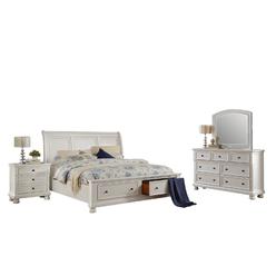 HEFX Liverpool Cottage 4PC Bedroom Set E King Sleigh Storage Bed, Dresser, Mirror, Ni