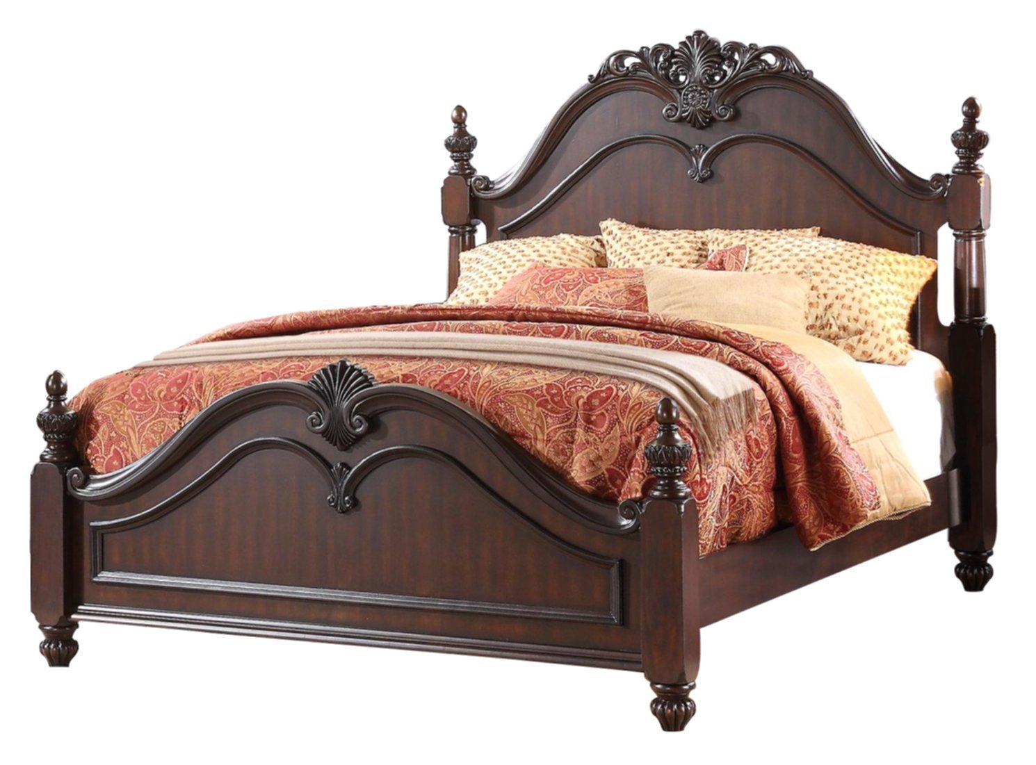 HEFX Momeyer French Country E King Poster Bed in Cherry