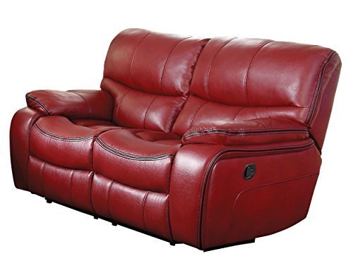 Homelegance Pecos Leather Gel Manual Double Reclining Love Seat, Red