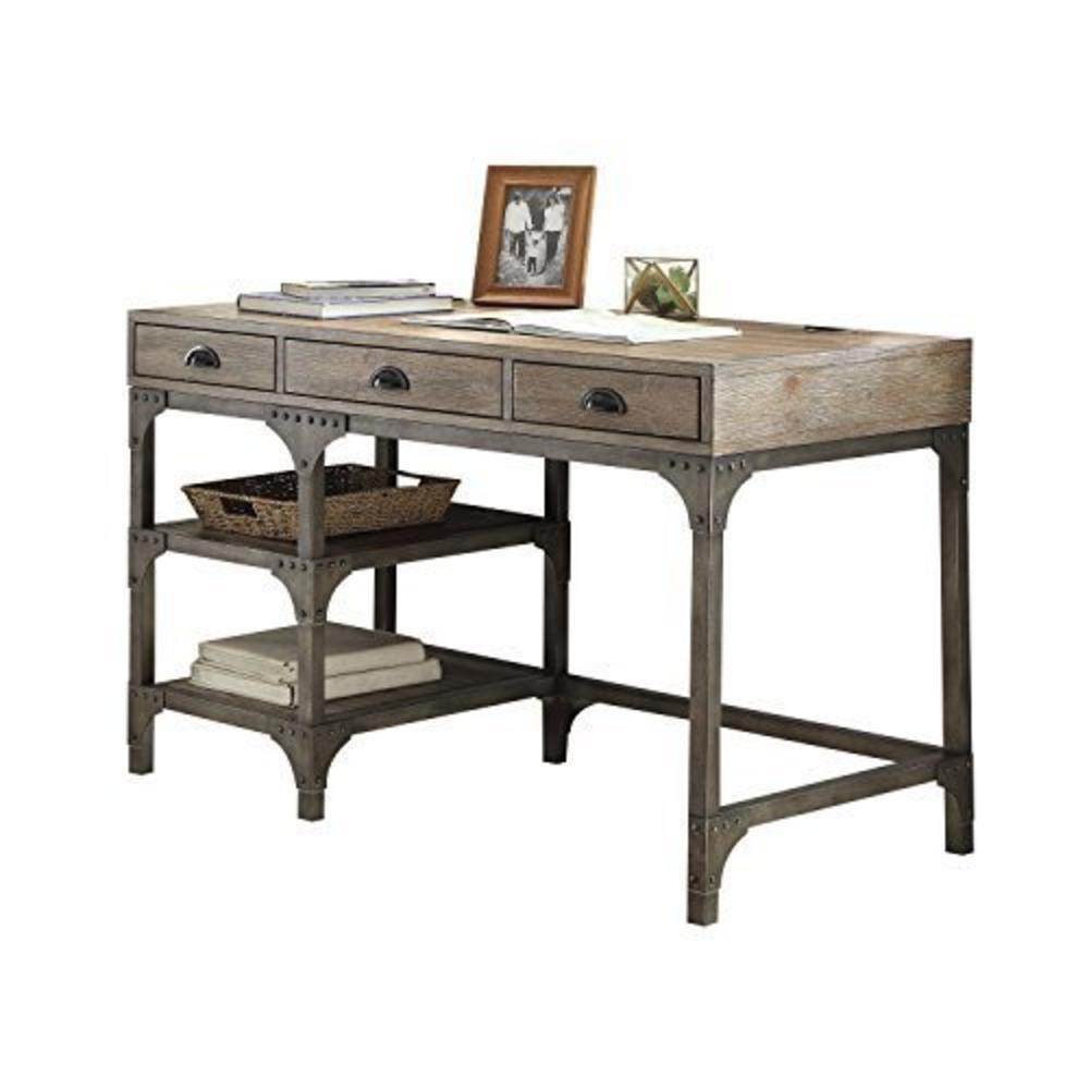 Acme United Acme Gorden Desk, Weathered Oak & Antique Silver