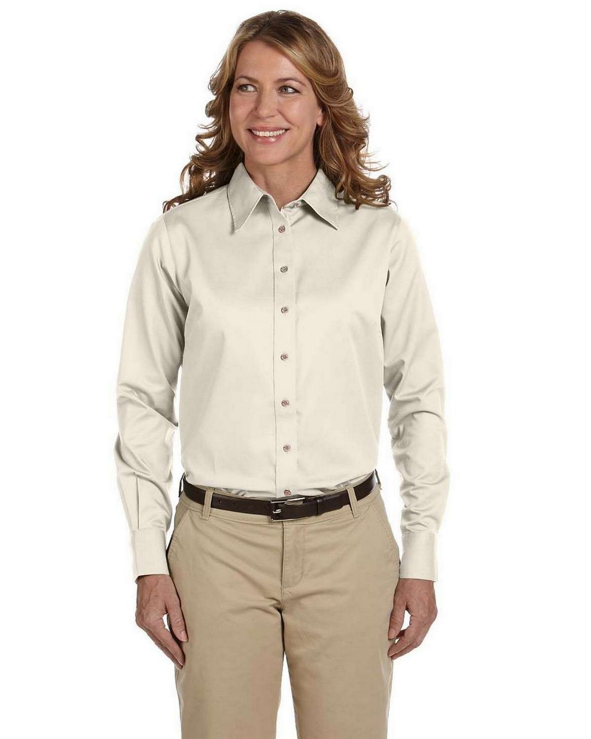Harriton M500W Ladies L-Sleeve Twill Shirt W/Stain Release