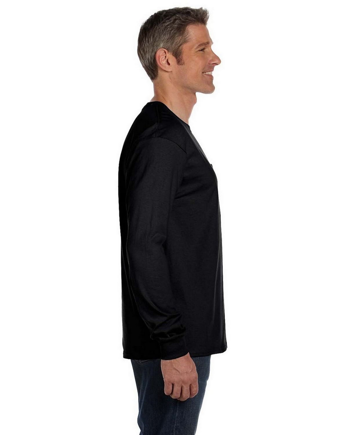 Hanes 5596 Men's Tagless Long Sleeve Pocket T Shirt