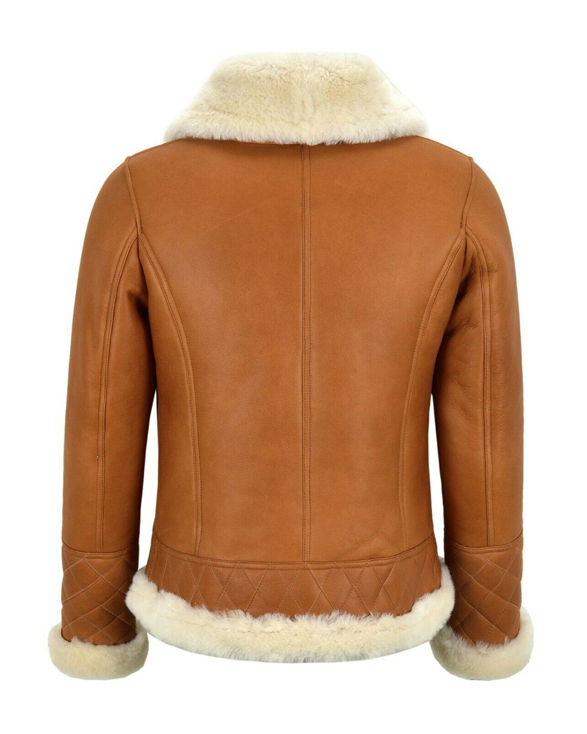 Scin Womens Tan Brown Bomber Real Sheepskin Leather Jacket by SCIN