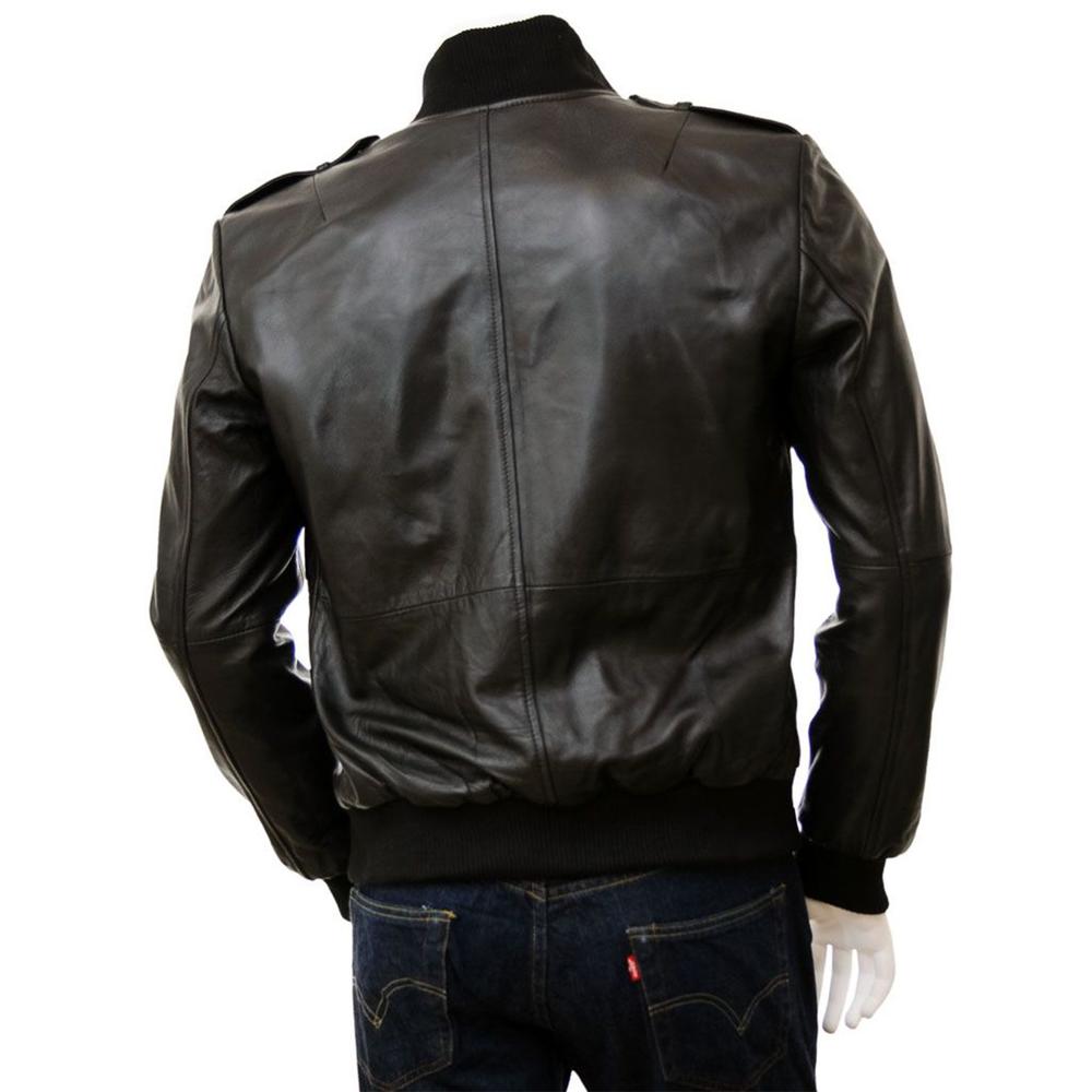 Scin Mens Epaulettes Shoulder Stylish Bomber Leather Jacket by SCIN
