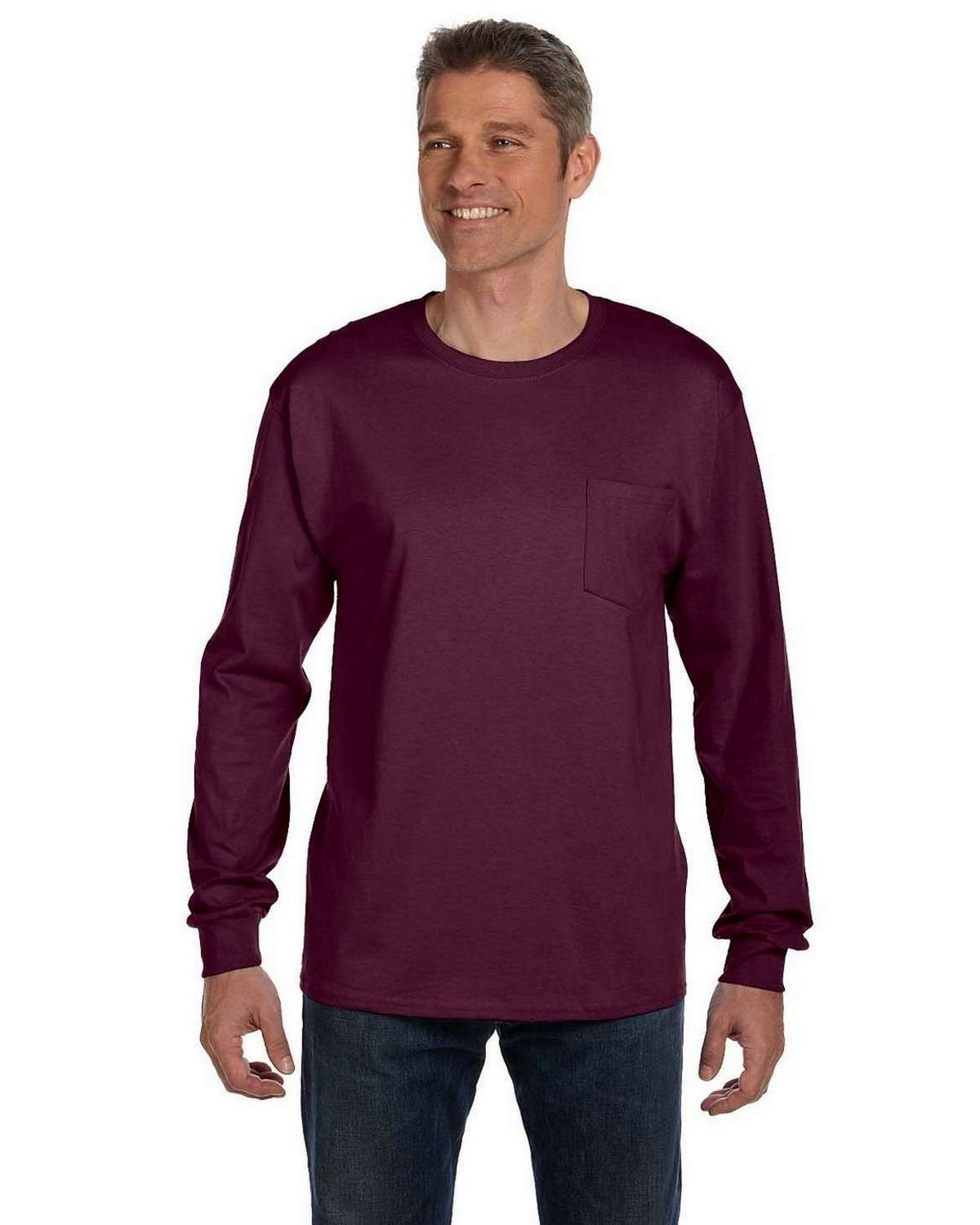 Samtykke Rykke Unødvendig Hanes 5596 Men's Tagless Long Sleeve Pocket T Shirt