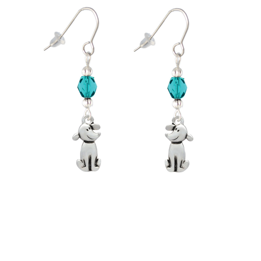 Delight Jewelry 2-D Dog Teal Bead French Earrings