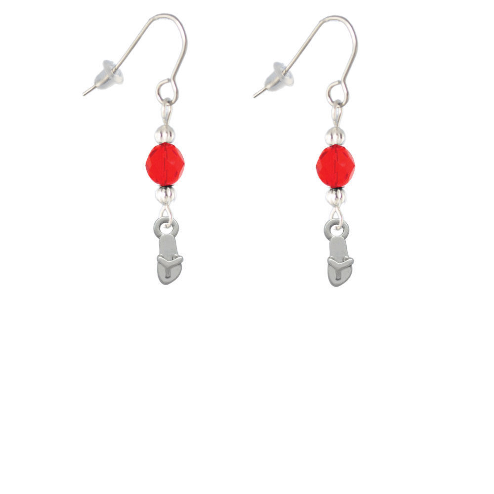 Delight Jewelry Mini Flip Flop Red Bead French Earrings