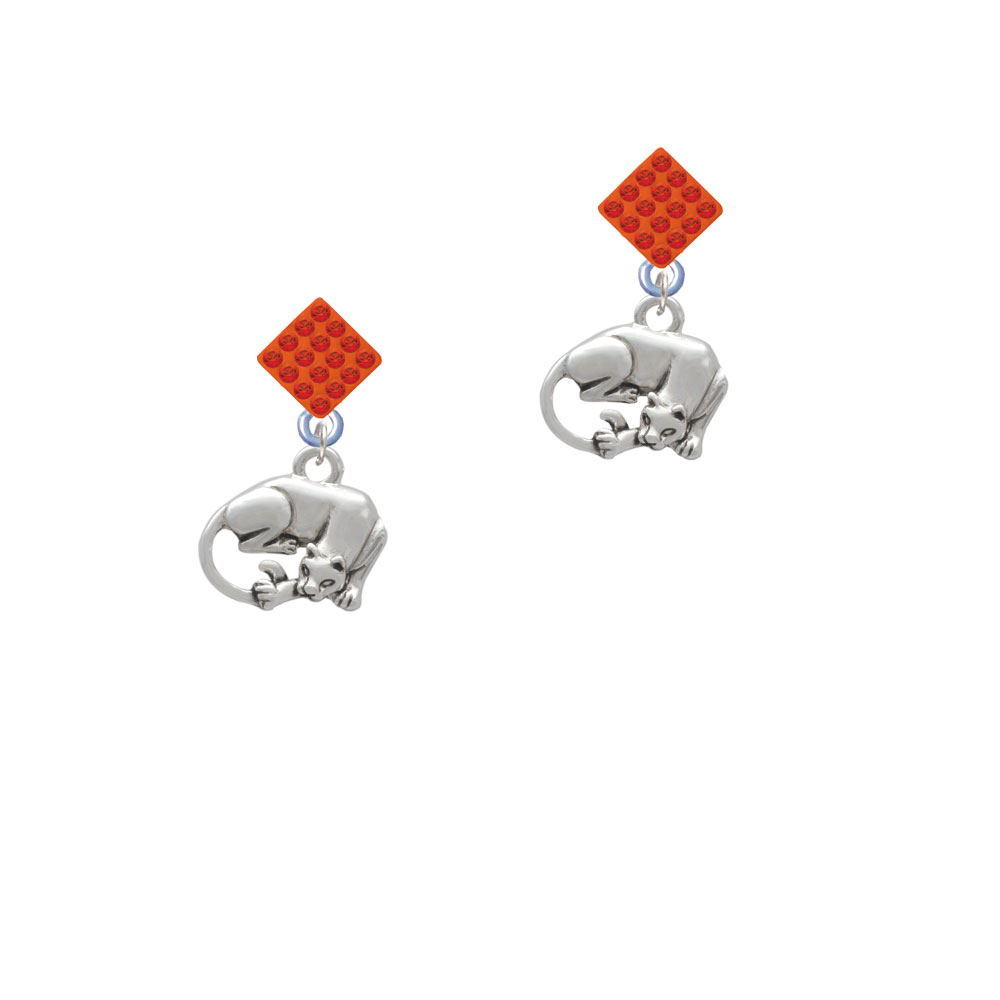 Delight Jewelry Panther Orange Crystal Diamond-Shape Earrings