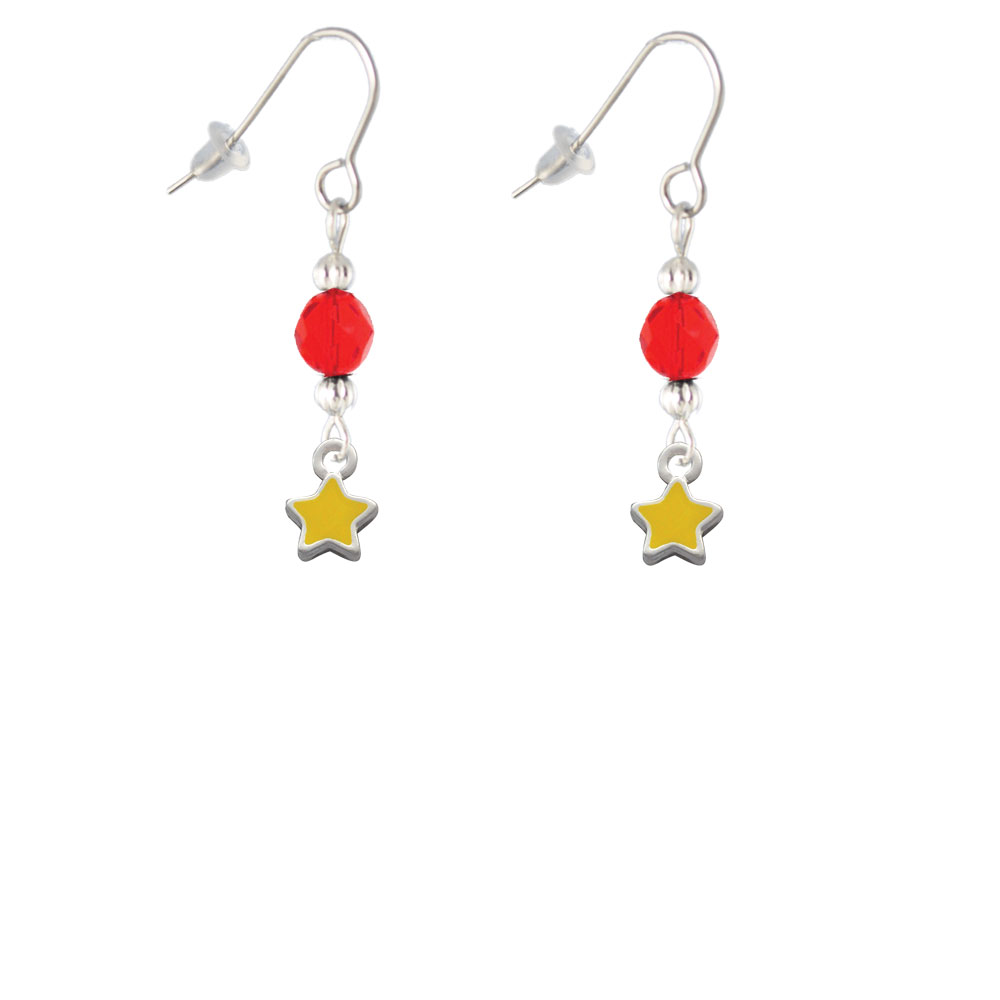 Delight Jewelry Mini Yellow Star Red Bead French Earrings