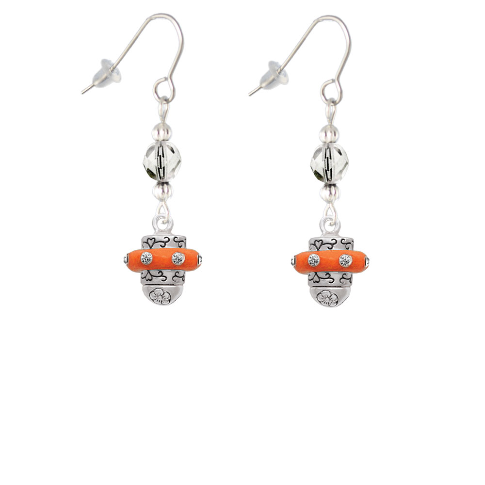 Delight Jewelry Crystal Orange Spinner Clear Bead French Earrings