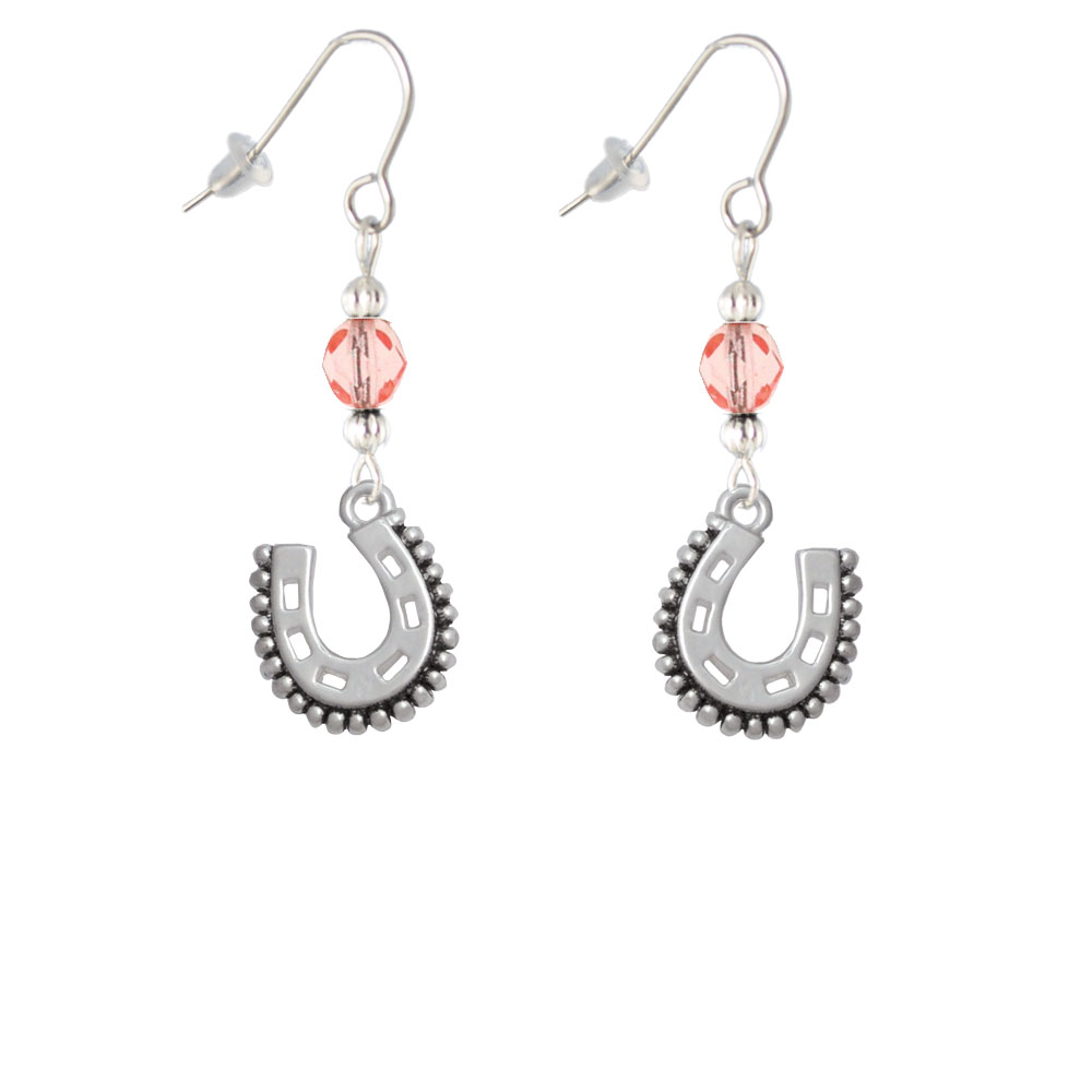 Delight Jewelry Beaded Horseshoe Pink Bead French Earrings