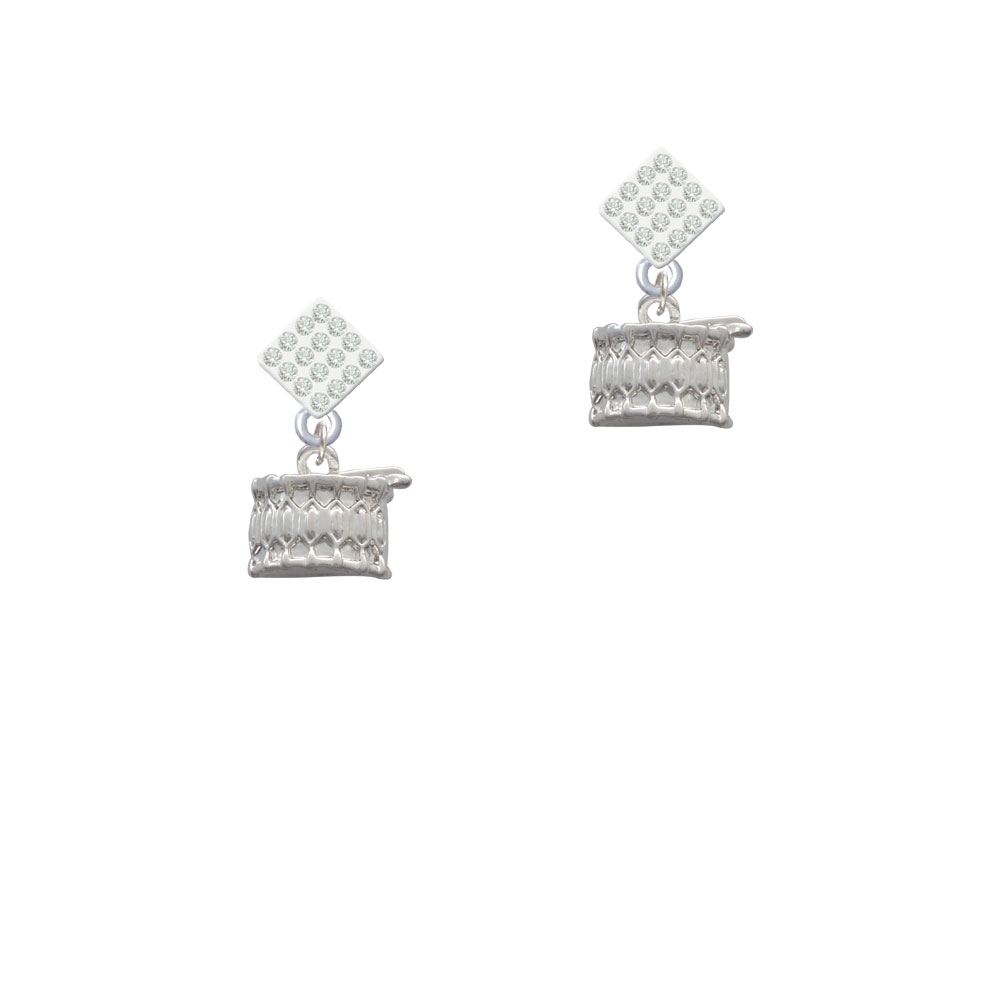 Delight Jewelry Drum White Clear Crystal Diamond-Shape Earrings