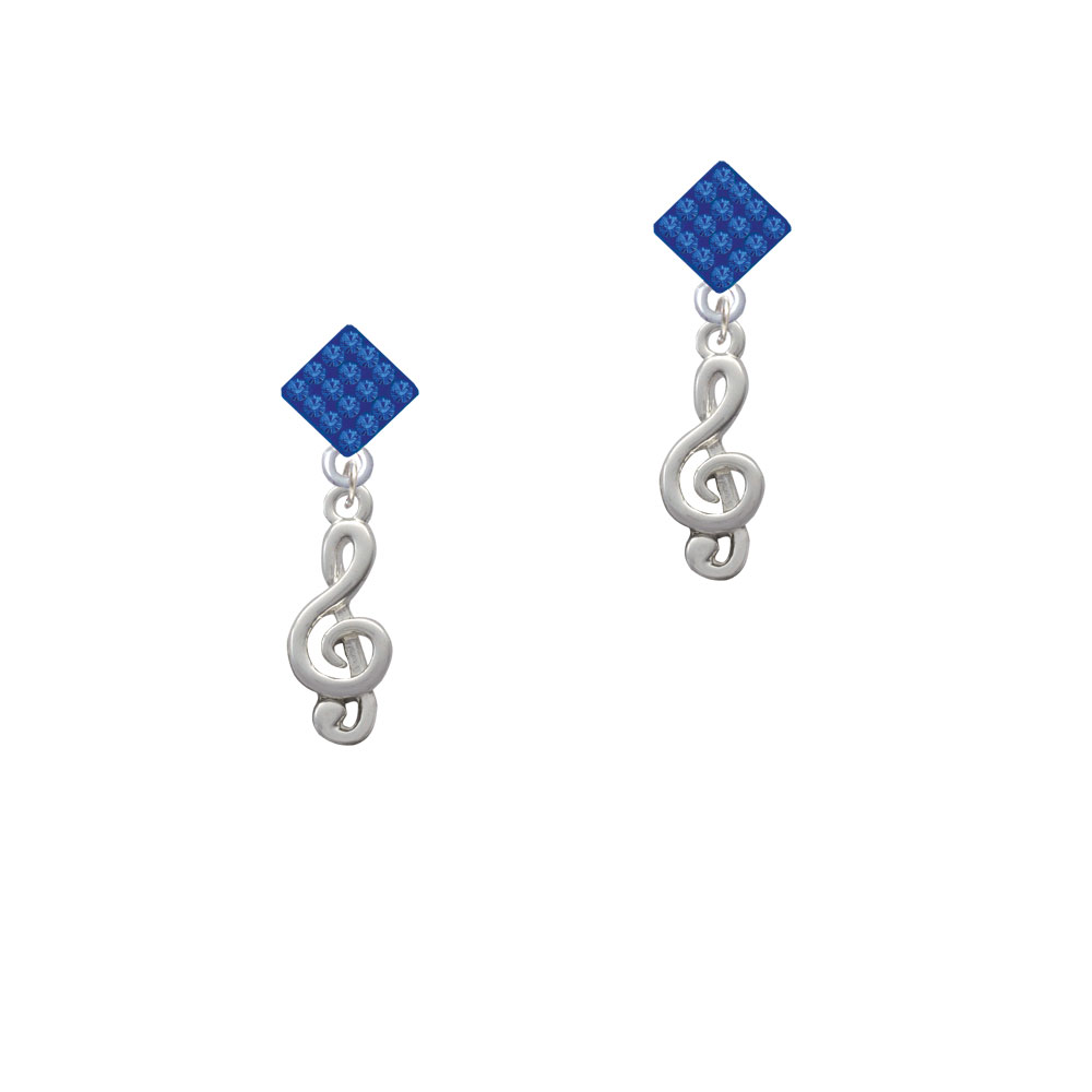 Delight Jewelry Clef Blue Crystal Diamond-Shape Earrings