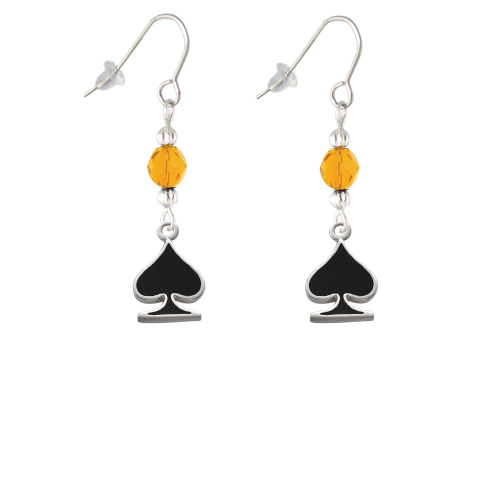 Delight Jewelry Card Suit - Spade Yellow Bead French Earrings