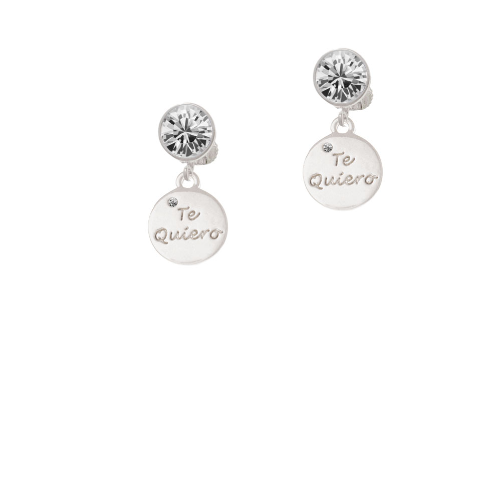 Delight Jewelry Te Quiero Disc Clear Crystal Clip On Earrings