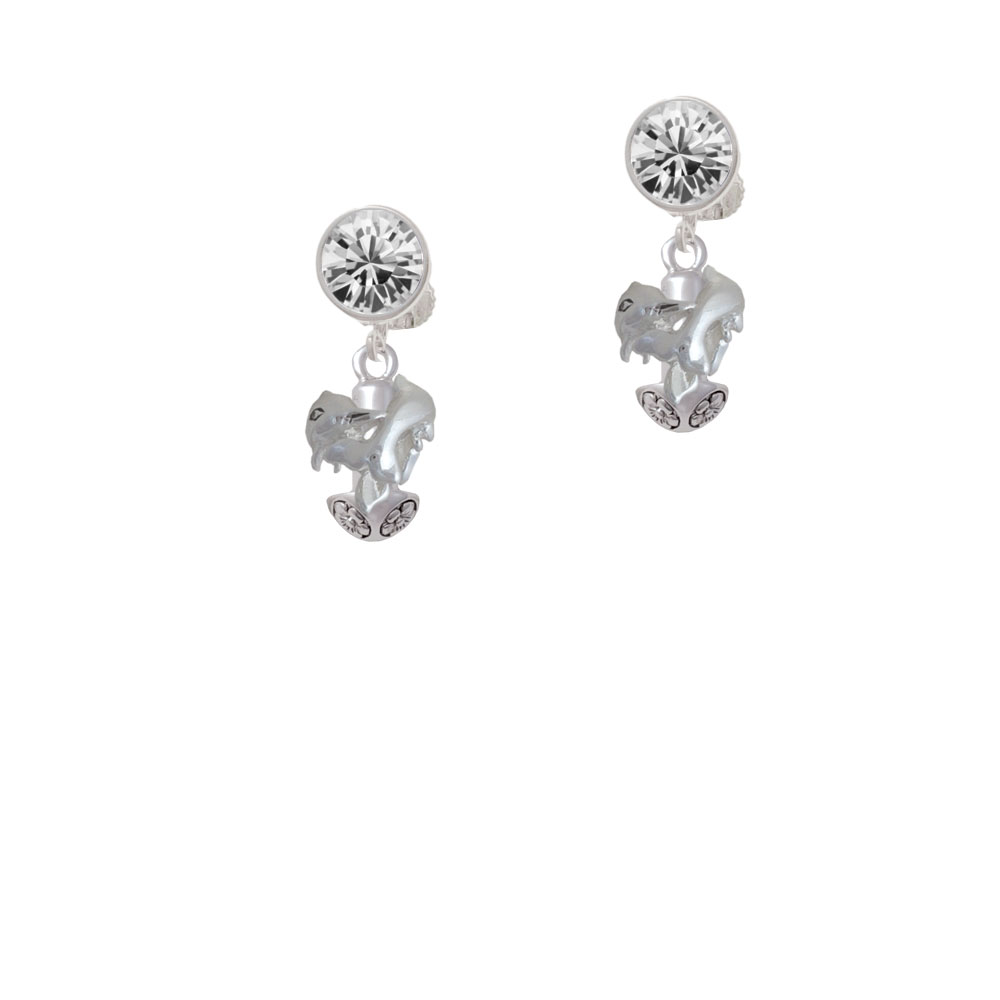 Delight Jewelry Dolphins Spinner Clear Crystal Clip On Earrings