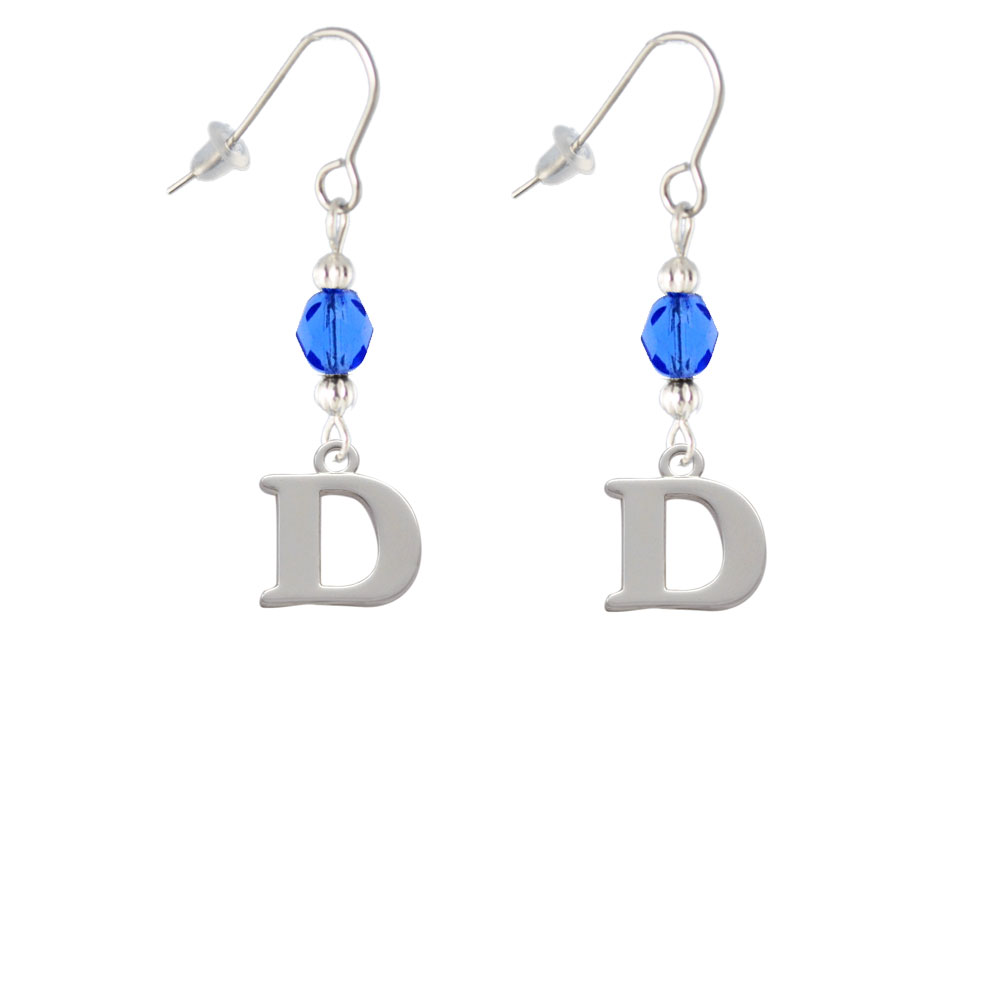 Delight Jewelry Large Initial D Blue Bead French Earrings