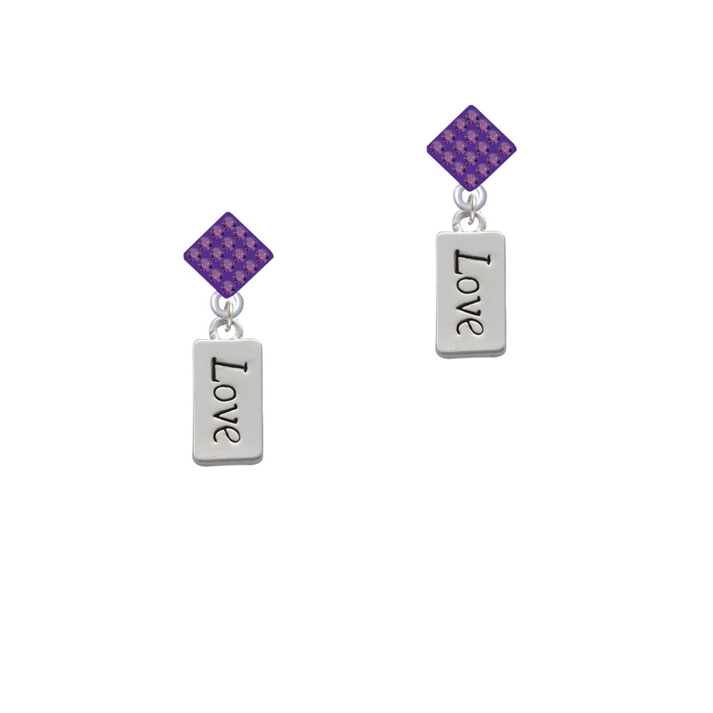 Delight Jewelry Love Purple Crystal Diamond-Shape Earrings