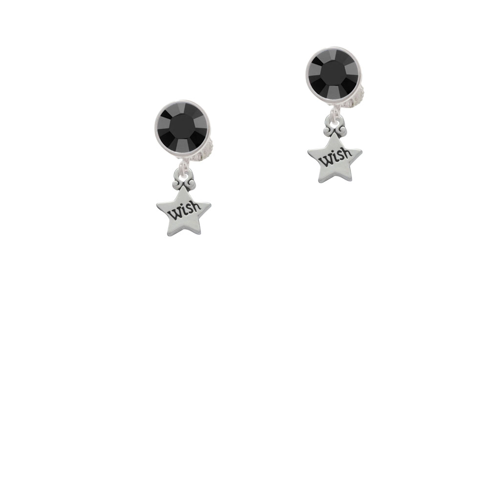 Delight Jewelry Mini ''Wish'' Star Black Crystal Clip On Earrings