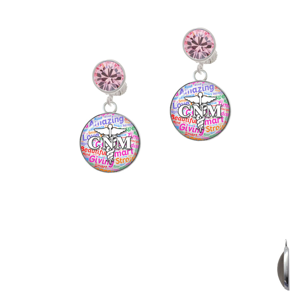 Delight Jewelry Domed Multi Color CNM Pink Crystal Clip On Earrings