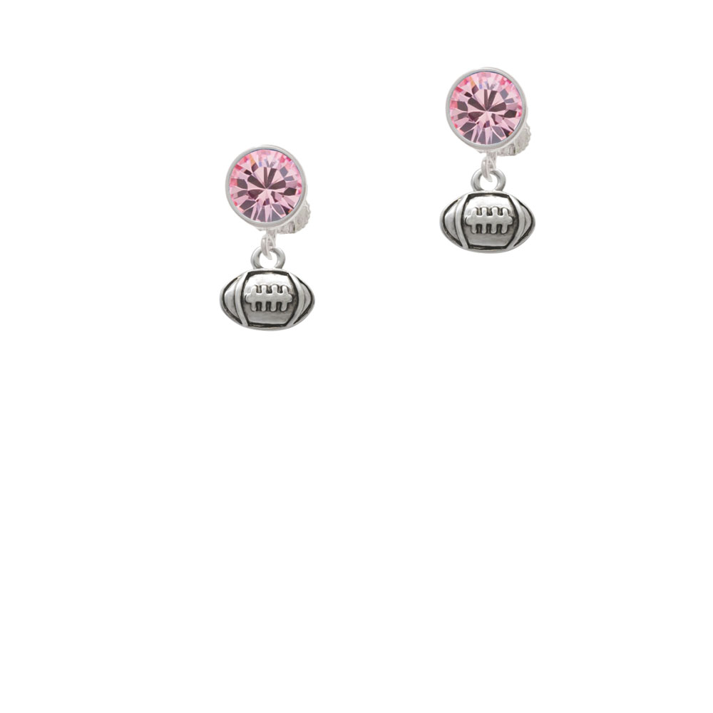 Delight Jewelry Mini Football Pink Crystal Clip On Earrings