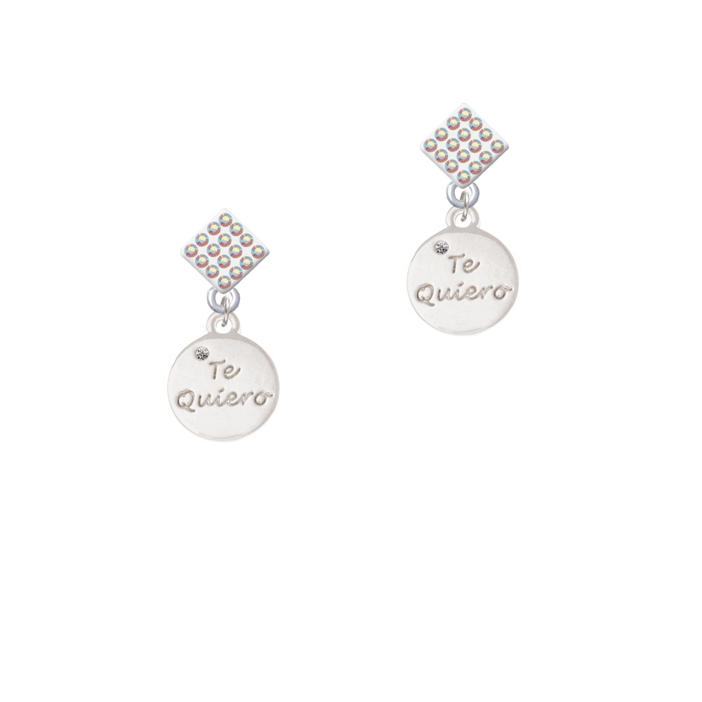 Delight Jewelry Te Quiero Disc White AB Crystal Diamond-Shape Earrings