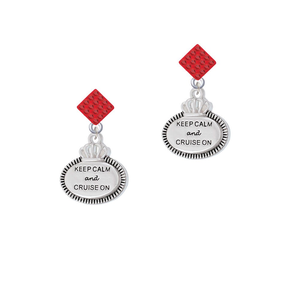 Delight Jewelry Keep Calm and Cruise On Red Crystal Diamond-Shape Earrings