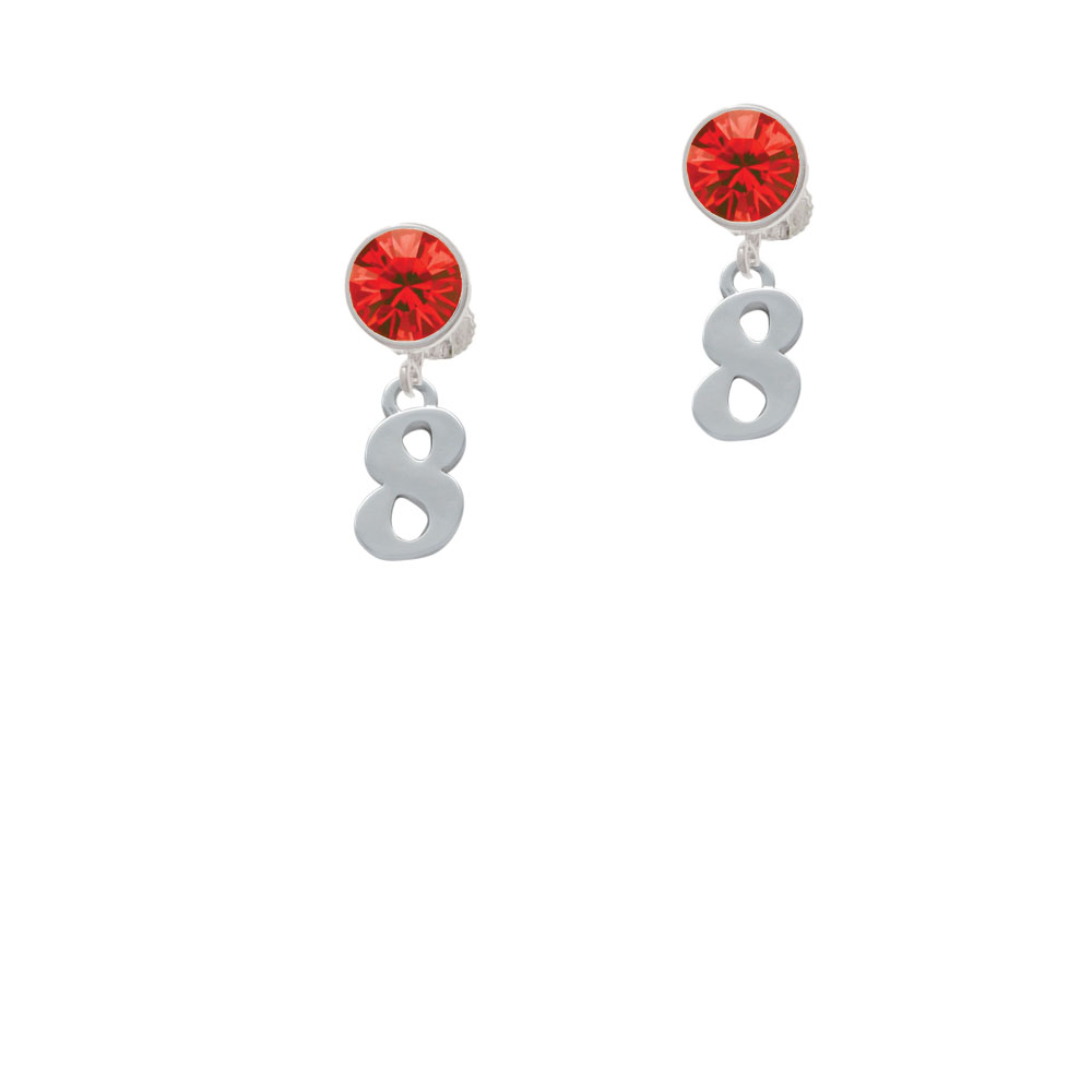 Delight Jewelry Number - 8 - Red Crystal Clip On Earrings