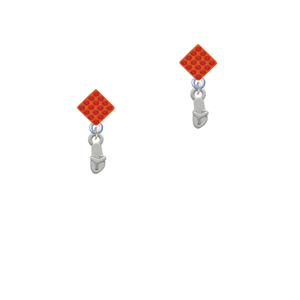 Delight Jewelry Mini Flip Flop Orange Crystal Diamond-Shape Earrings