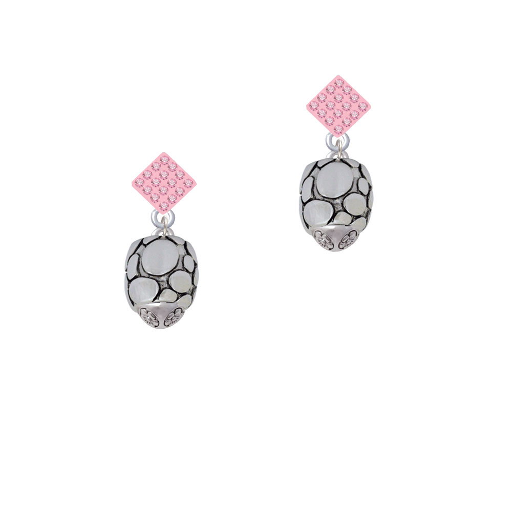 Delight Jewelry Flat Pebbles Spinner Pink Crystal Diamond-Shape Earrings