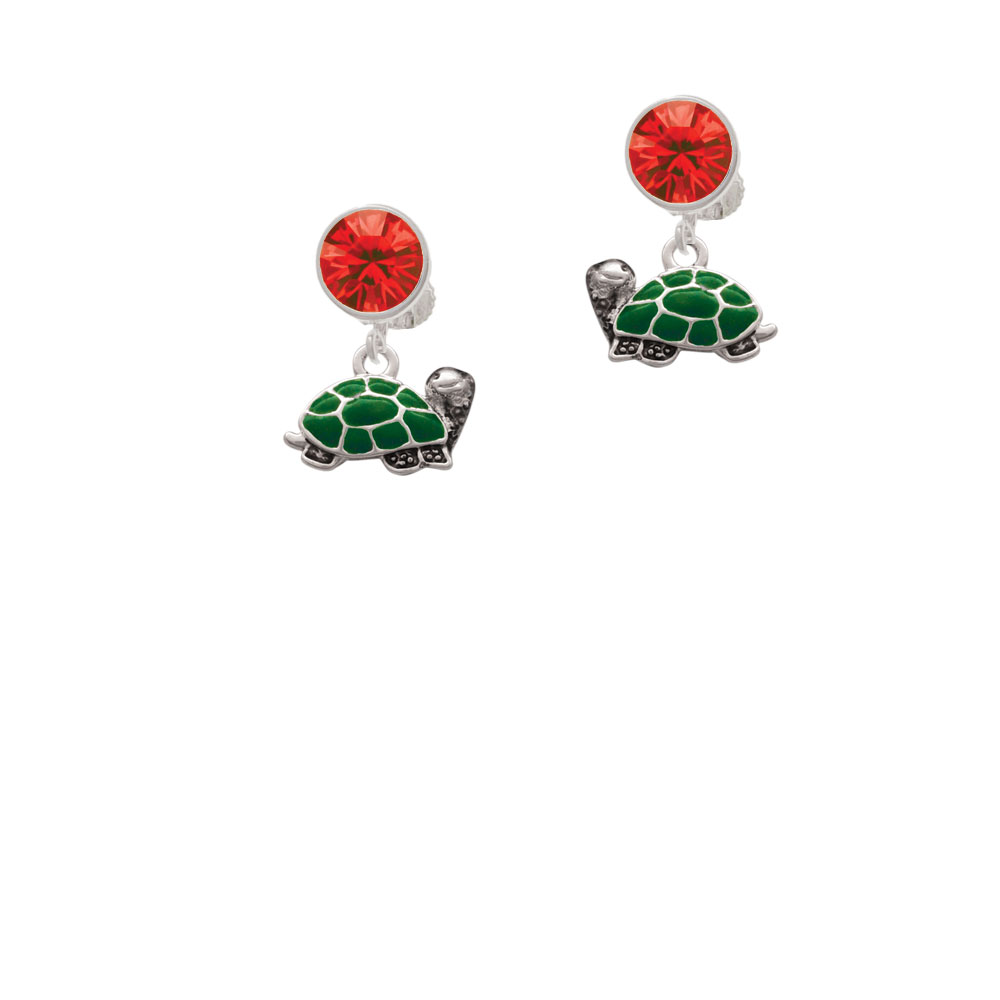 Delight Jewelry Turtle - Side Red Crystal Clip On Earrings