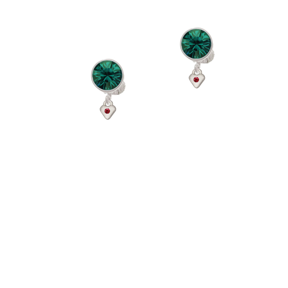 Delight Jewelry Mini January - Maroon Crystal Heart Green Crystal Clip On Earrings