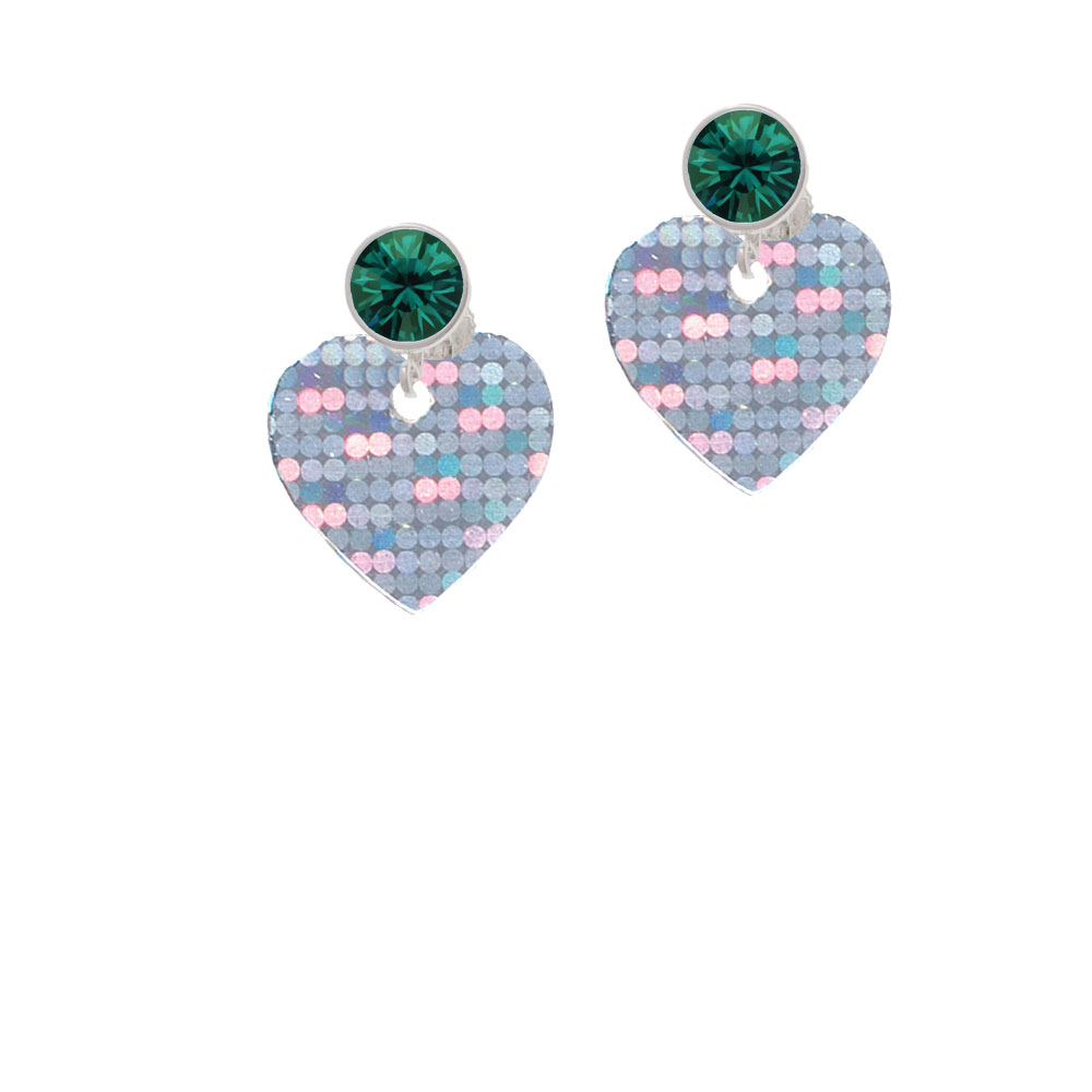 Delight Jewelry Acrylic Small Hologram Heart Green Crystal Clip On Earrings
