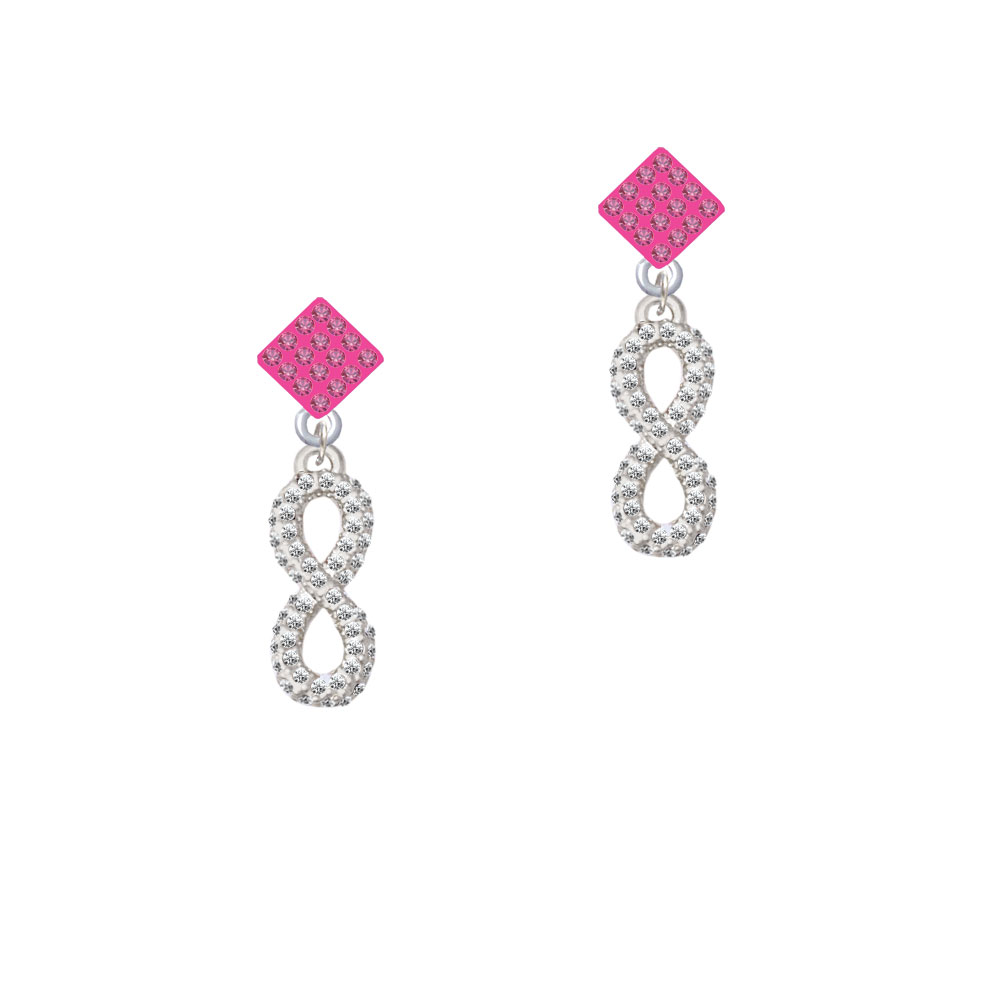 Delight Jewelry Crystal Infinity Sign Hot Pink Crystal Diamond-Shape Earrings