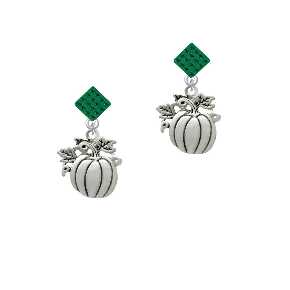 Delight Jewelry Large Antiqued Pumpkin Green Crystal Diamond-Shape Earrings