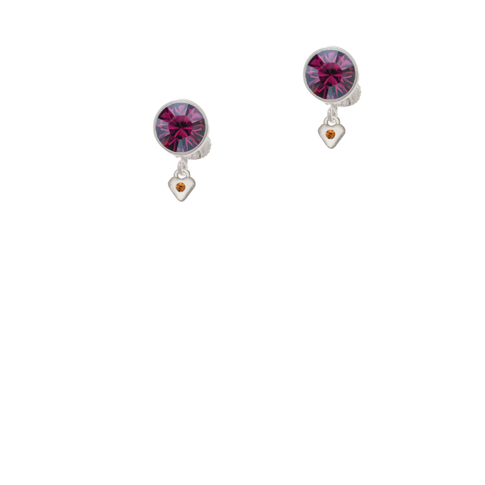 Delight Jewelry Mini November - Yellow Crystal Heart Purple Crystal Clip On Earrings