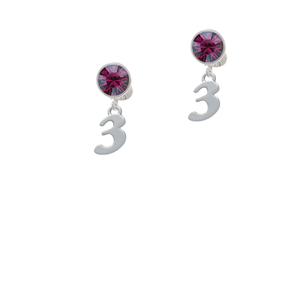 Delight Jewelry Number - 3 - Purple Crystal Clip On Earrings