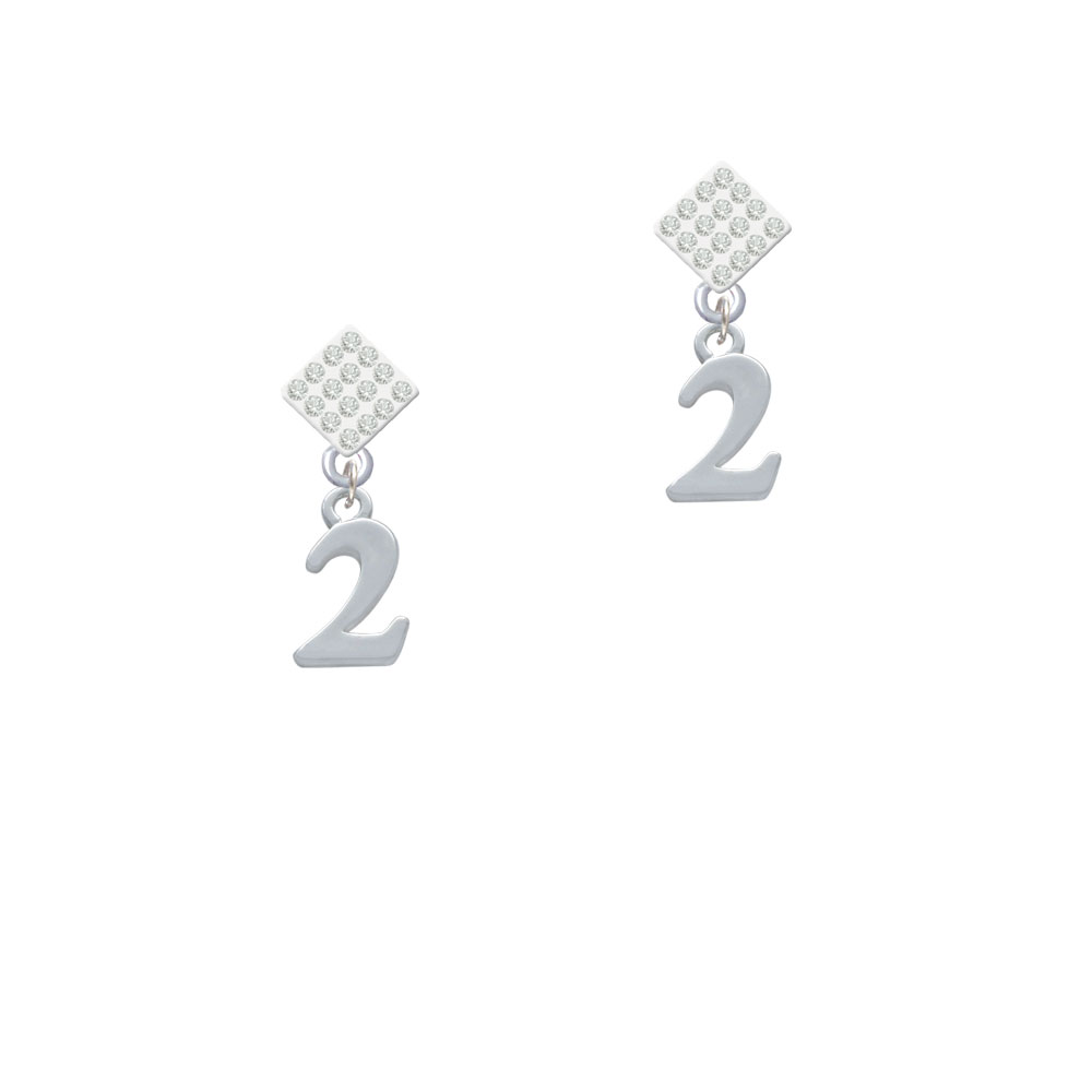 Delight Jewelry Number - 2 - White Clear Crystal Diamond-Shape Earrings