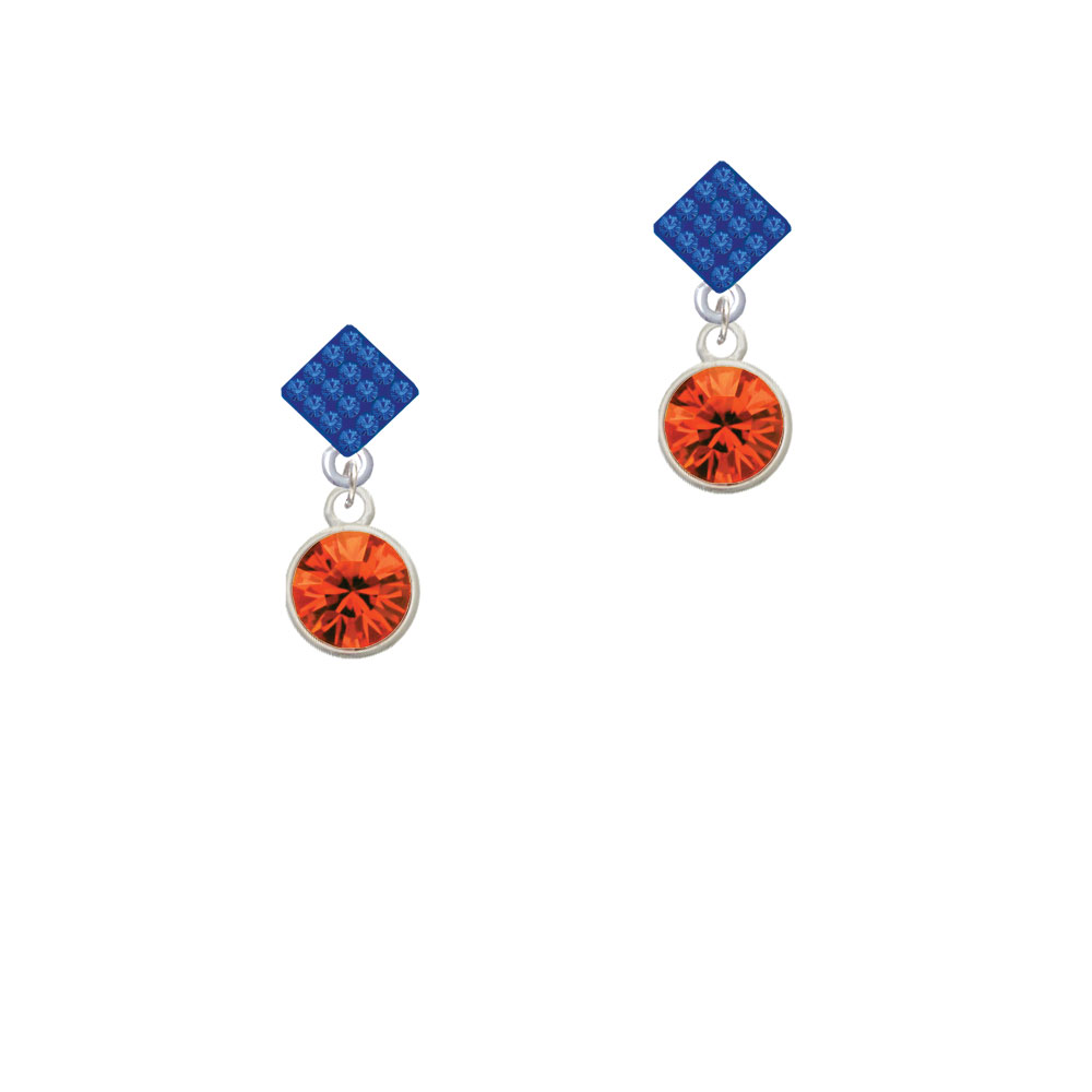 Delight Jewelry 10mm Orange Oktant Crystal Drop Blue Crystal Diamond-Shape Earrings