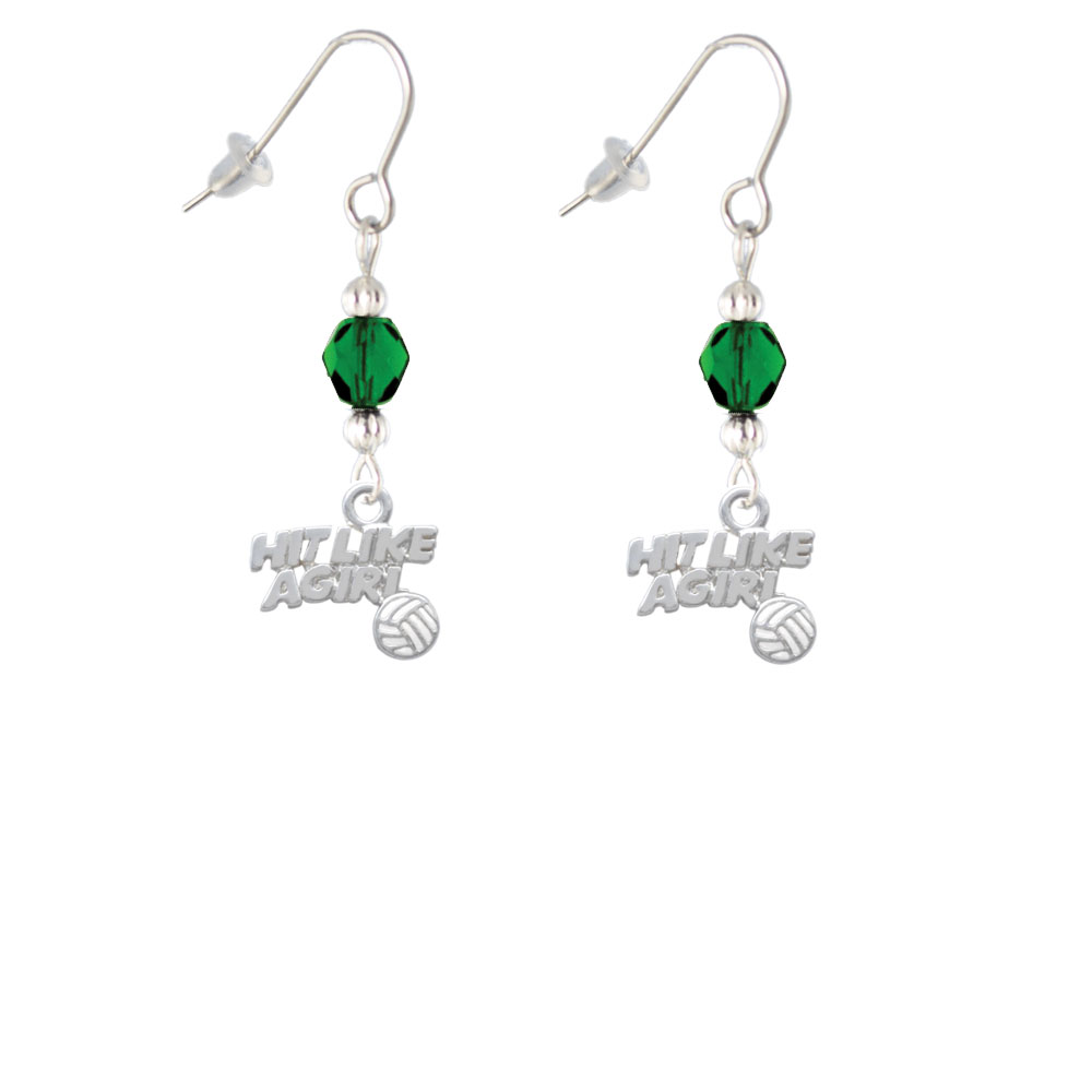 Delight Jewelry Hit Like a Girl with Enamel Volleyball Green Bead French Earrings
