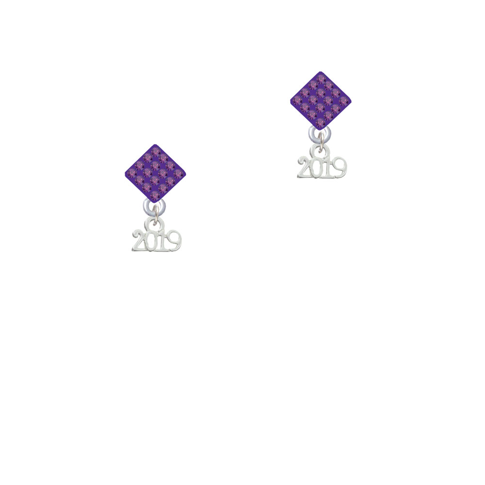 Delight Jewelry Mini Year 2019 Purple Crystal Diamond-Shape Earrings