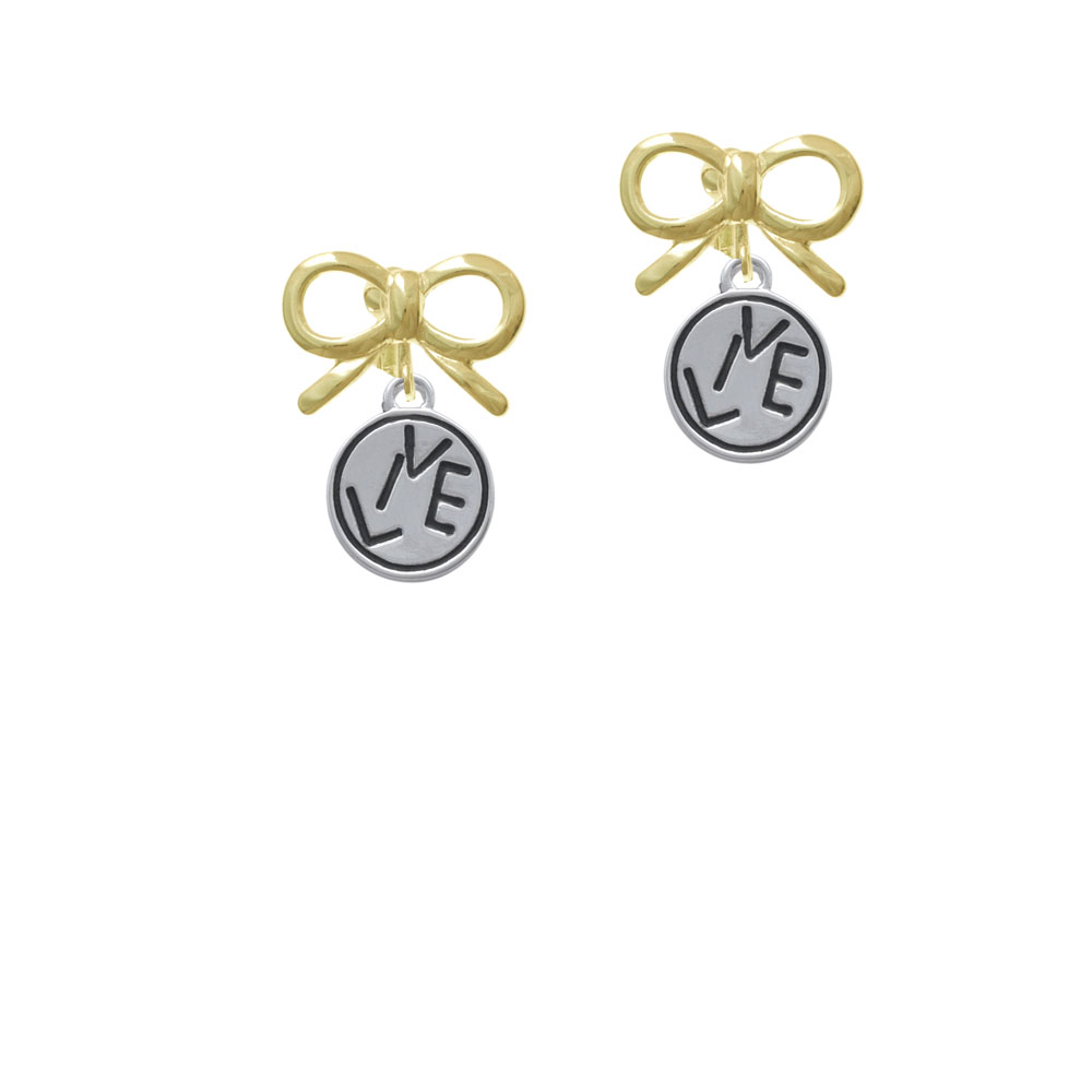 Delight Jewelry Live in Circle Gold-tone Bow Crystal Clip On Earrings