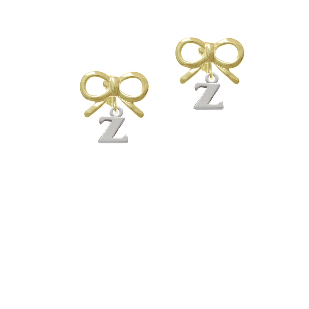 Delight Jewelry Small Initial - Z - Gold-tone Bow Crystal Clip On Earrings